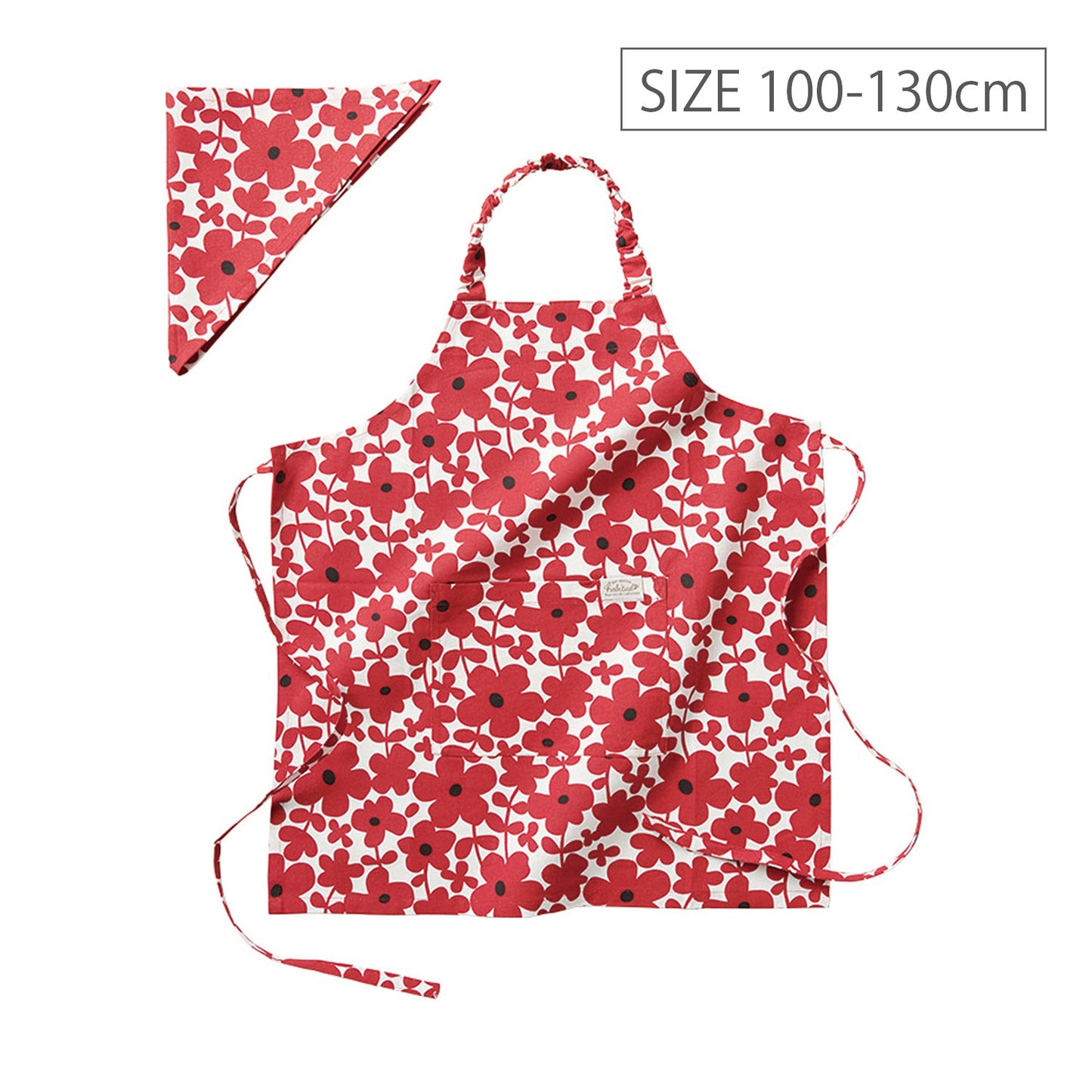 アビチュアル バンダナ付きキッズエプロンセット Mサイズ（100～130cm） セルマ レッド