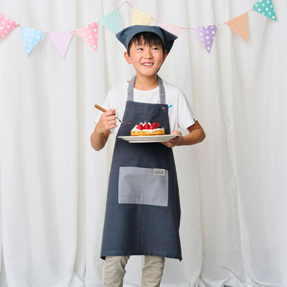 アビチュアル バンダナ・巾着付きキッズエプロンセット Lサイズ（130～150cm） メイト ライトグレー