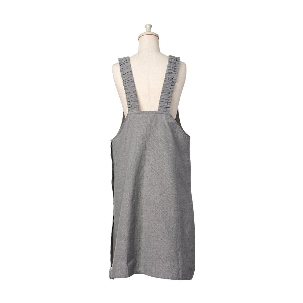 【SALE 50％オフ】デイバイデイ ジャンスカエプロンドット グレー