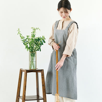 【SALE 50％オフ】デイバイデイ ジャンスカエプロンドット グレー
