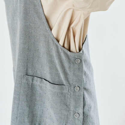 【SALE 50％オフ】デイバイデイ ジャンスカエプロンドット グレー