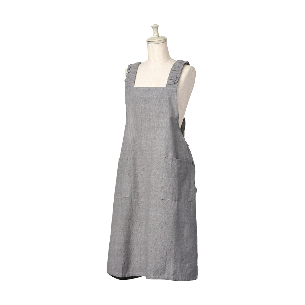 【SALE 50％オフ】デイバイデイ ジャンスカエプロンドット グレー