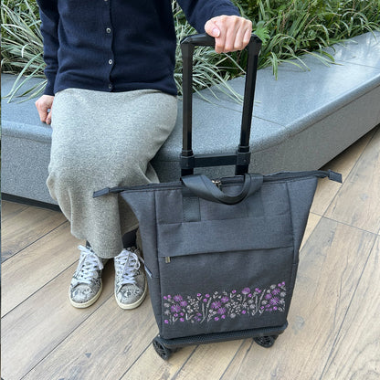 【SALE 50％オフ】ココロ 刺繍カート フローリス 4輪タイプ グレー