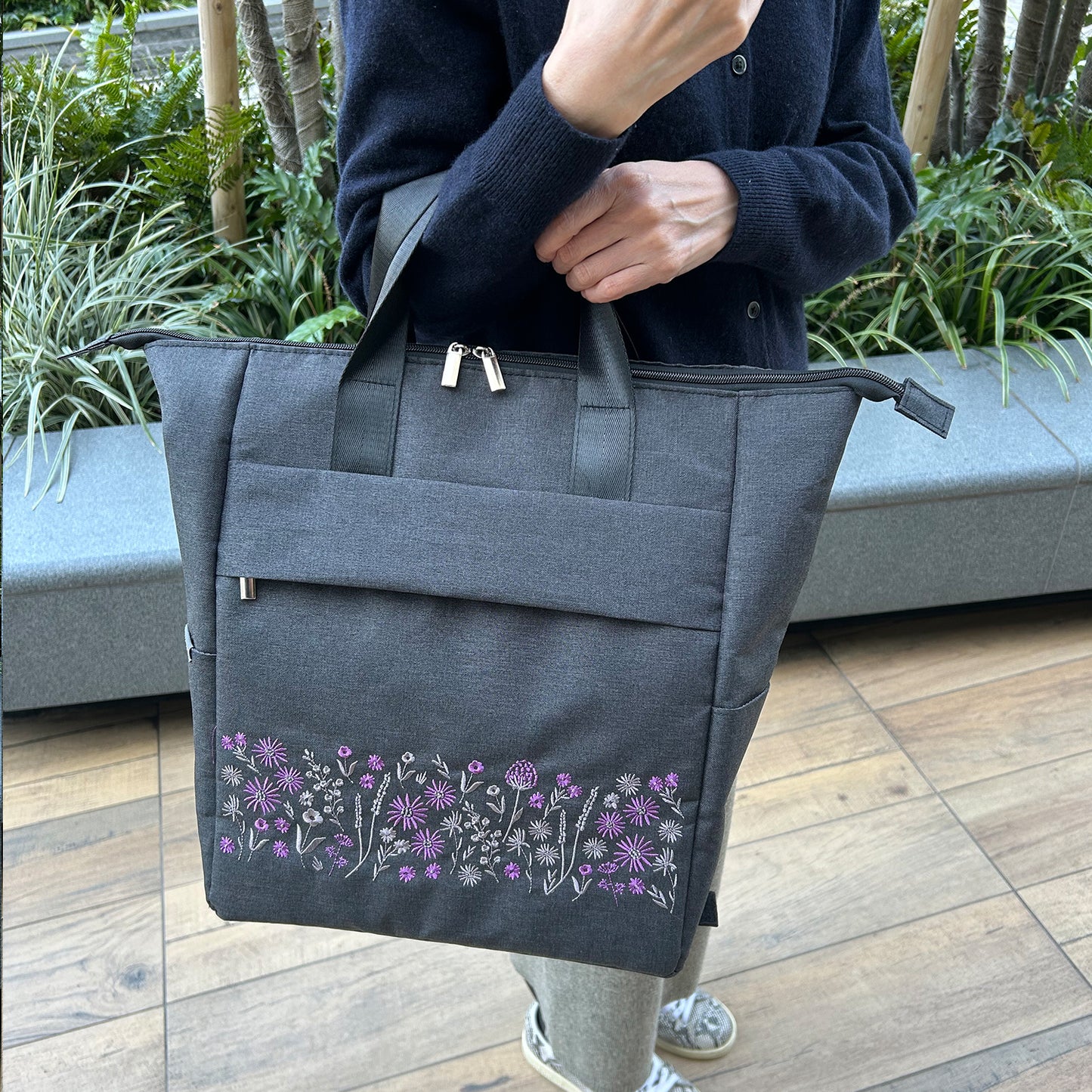 【SALE 50％オフ】ココロ 刺繍カート フローリス 4輪タイプ グレー