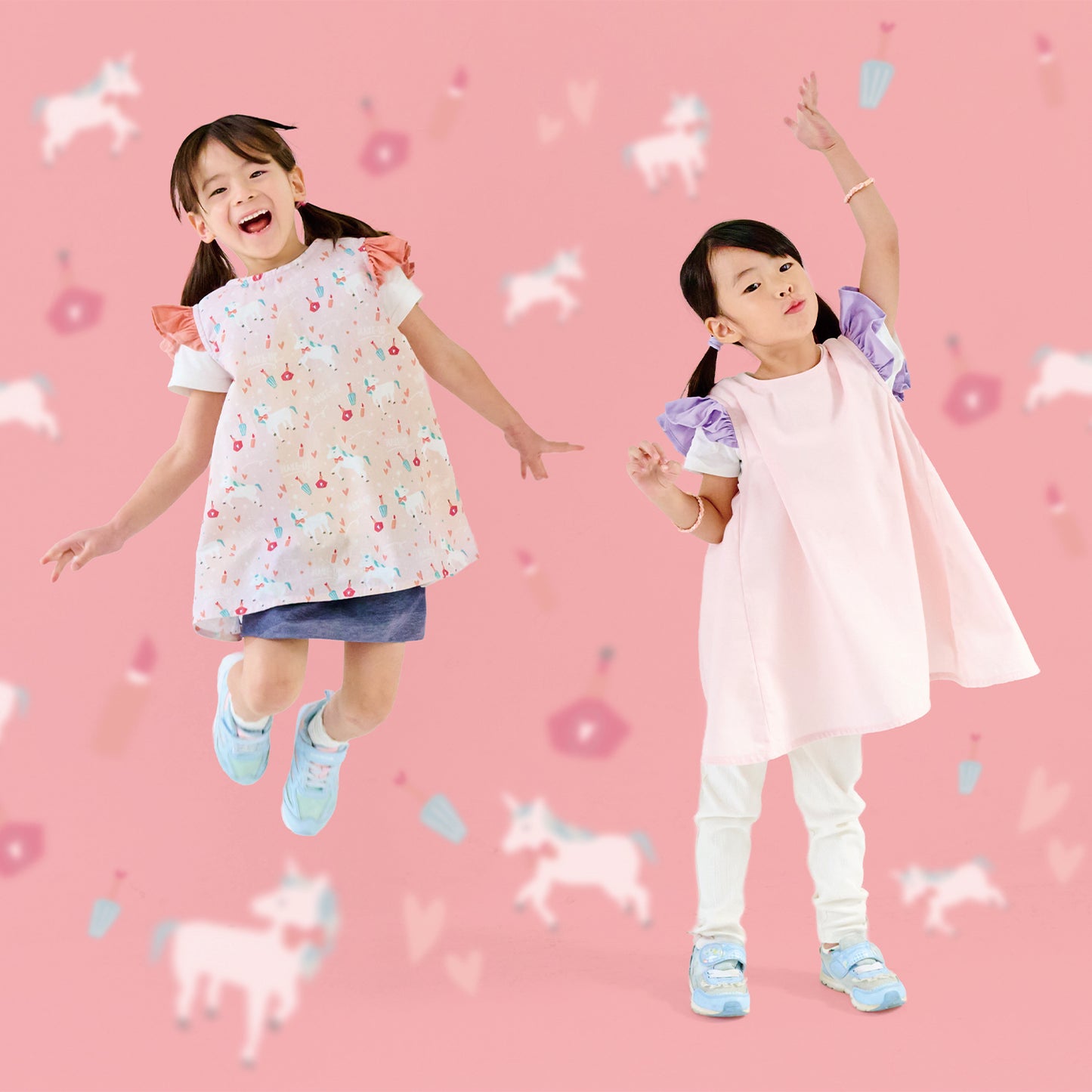 アビチュアル フリルキッズエプロン Mサイズ（100～130cm）ピンク【2026年SS新作】